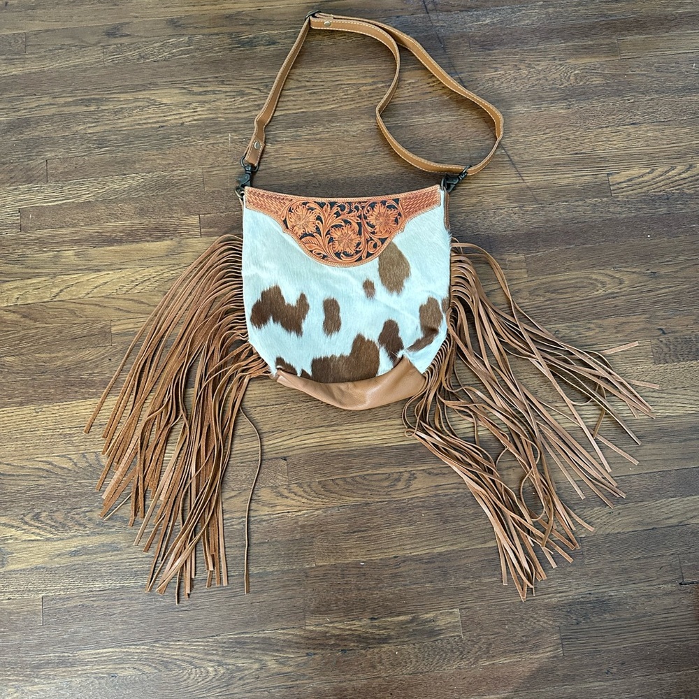 Cowhide Fringe Crossbody Bag
